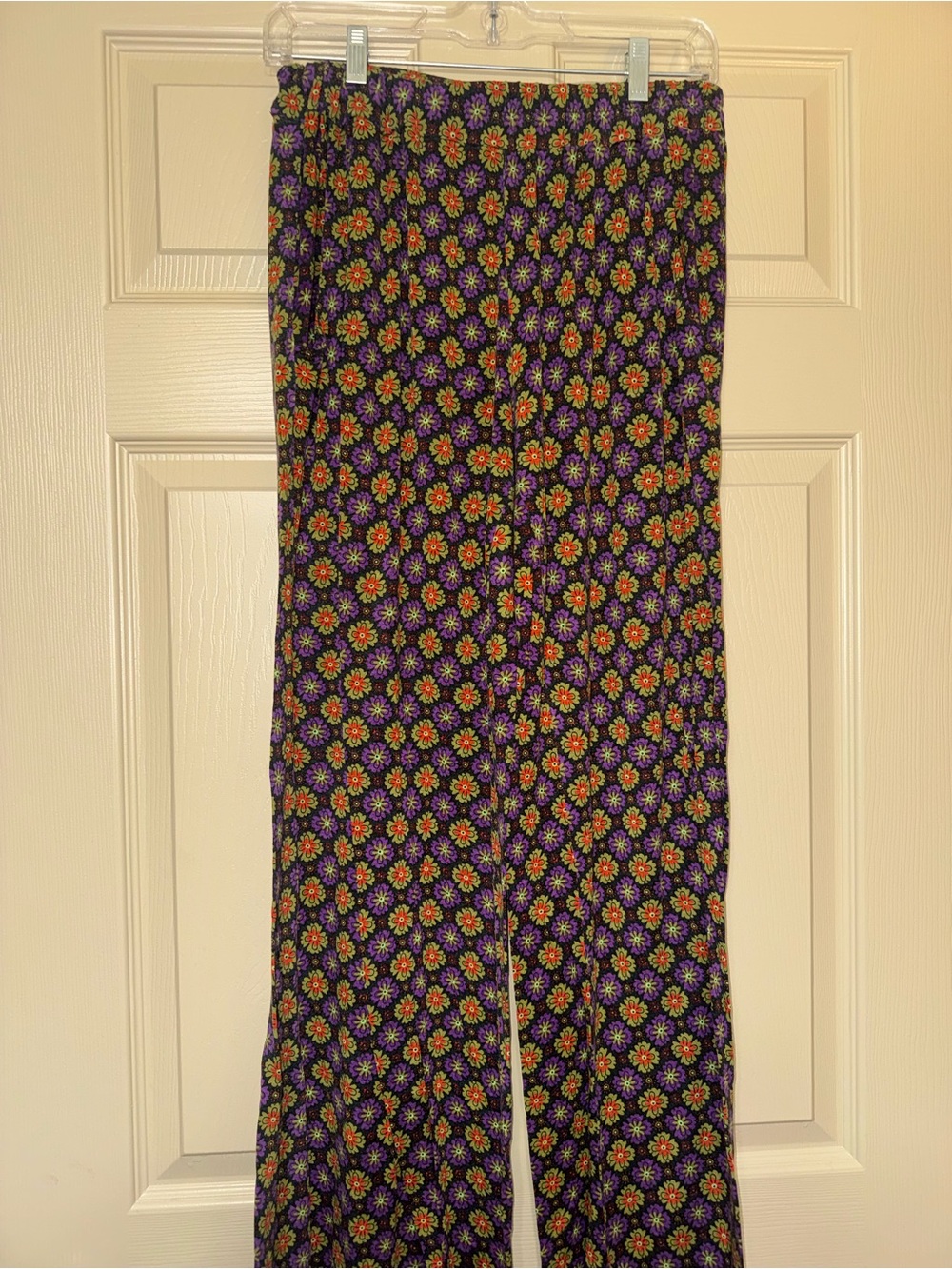 Women's Wide-Leg Floral Pants in Black and Purple